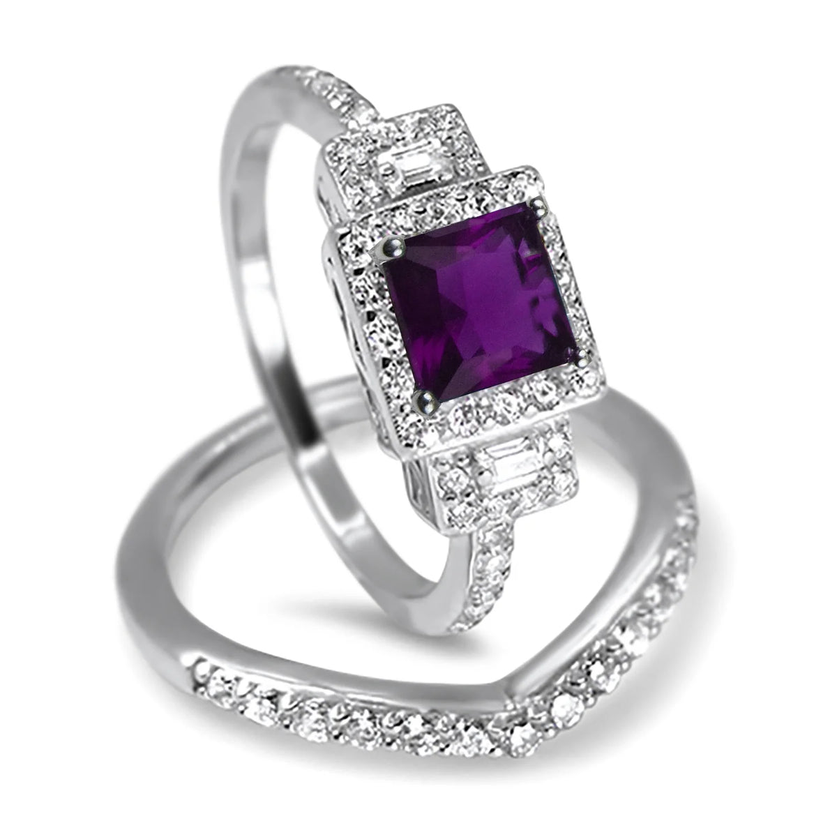 Amethyst Purple CZ Ring Set Size 6 H91668