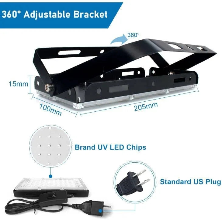 2 Pack 50W Black Lights, Blacklight Flood Light with Plug and Switch S62027