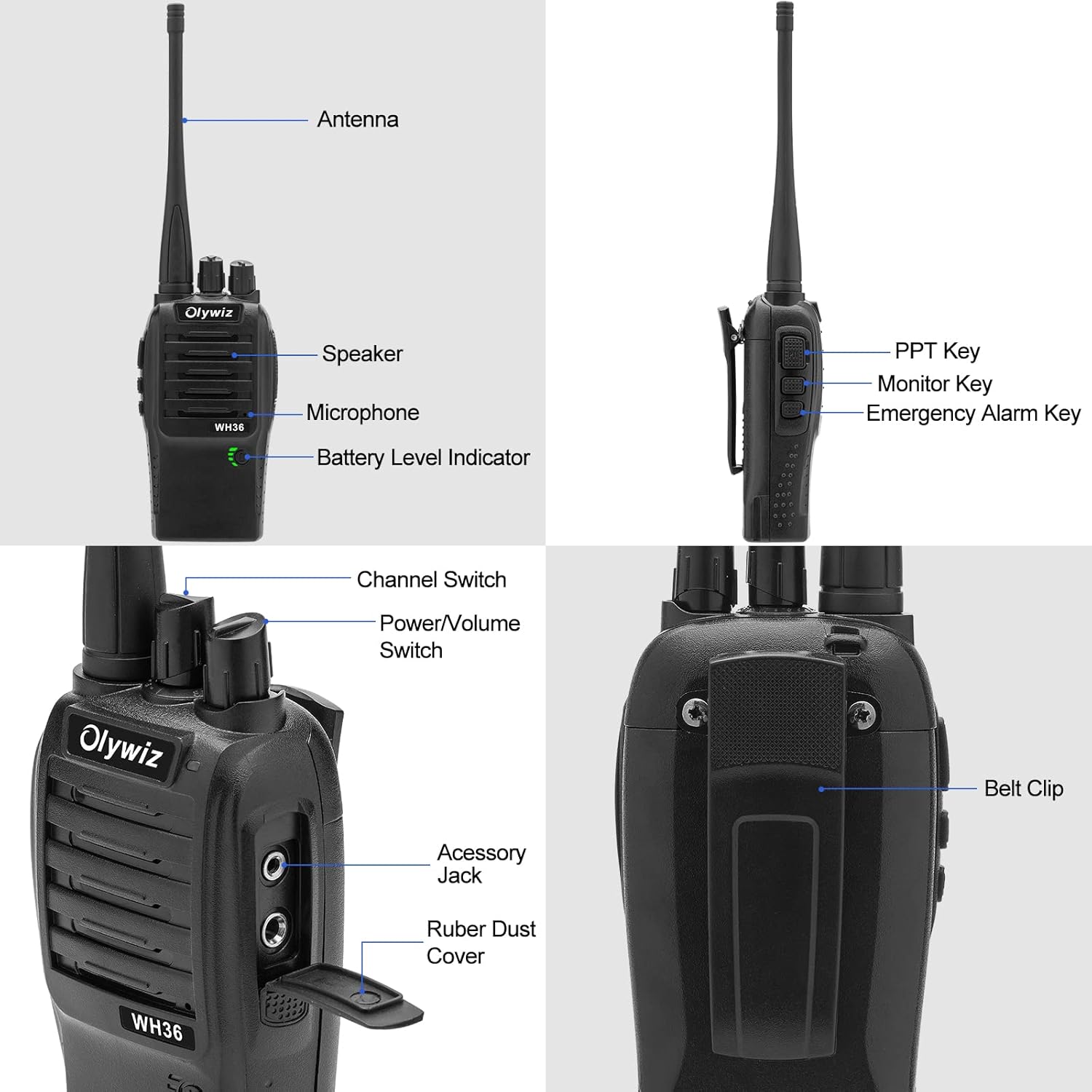 4 Pack Rechargeable Handheld 2 Way Radio A6142