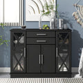 Black Accent Buffet Sideboard with Tempered Glass Console Table Sofa Table with Adjustable Shelves Cabinet G71711