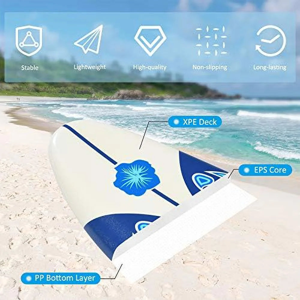 Non-Slip Surfing Board With Removable Fins & Leash O49678