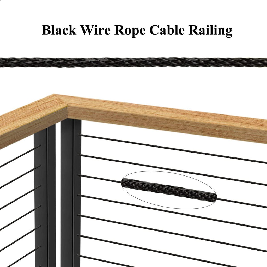 150ft Black T316 Stainless Steel Wire Rope Cable, 7 x 7 Strands N102643