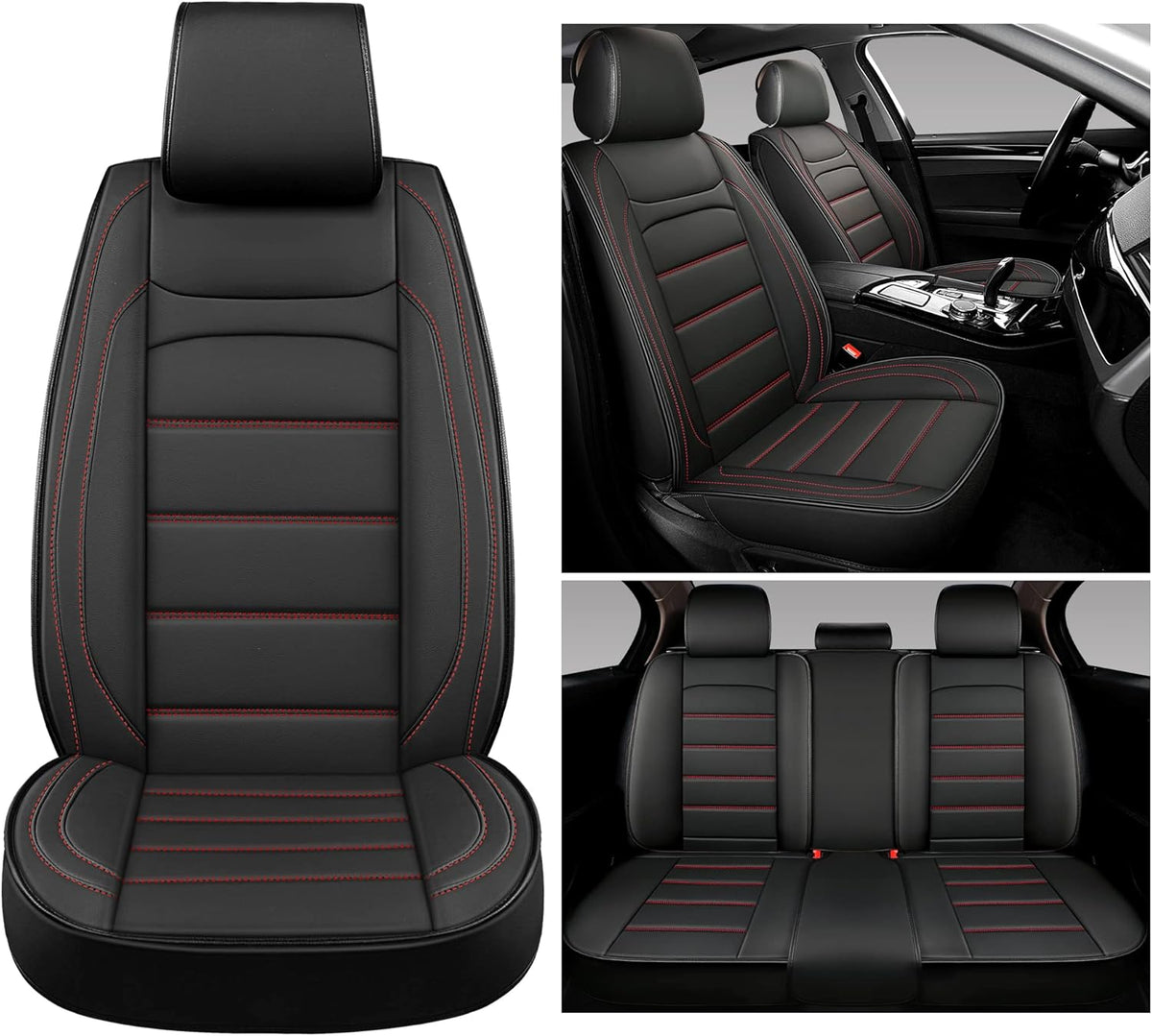 Beige Leather Car Seat Covers 2 PCS Front X8668