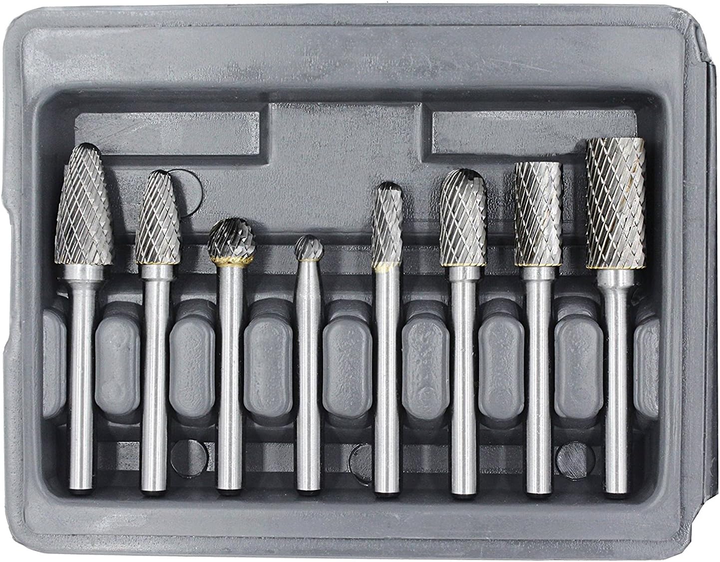 Carbide Burr Set with 1/4'' Shank 8pcs Double Cut Solid Carbide Rotary Burr Set C137436