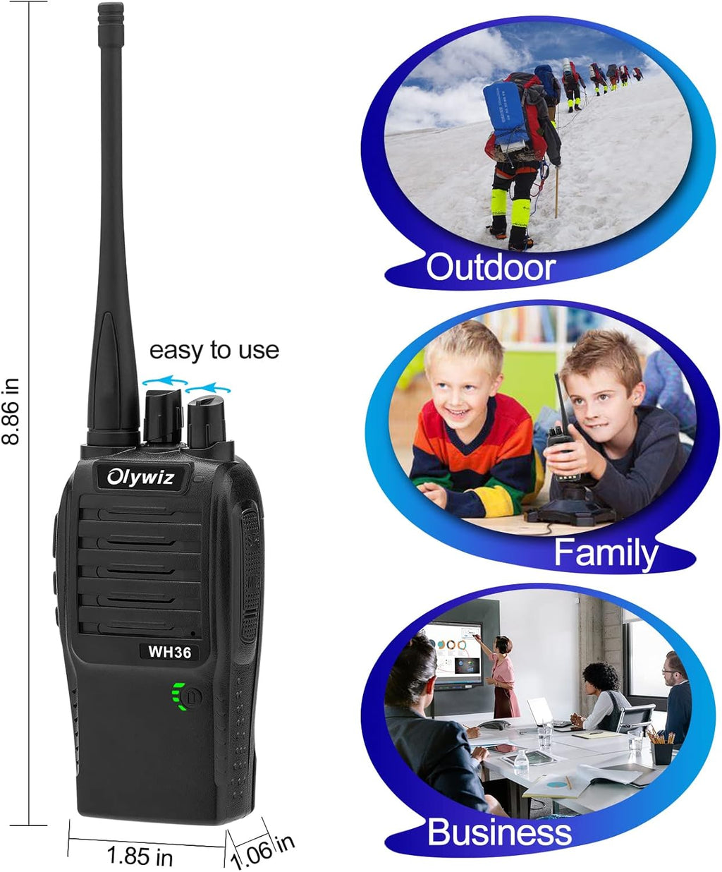 4 Pack Rechargeable Handheld 2 Way Radio A6142