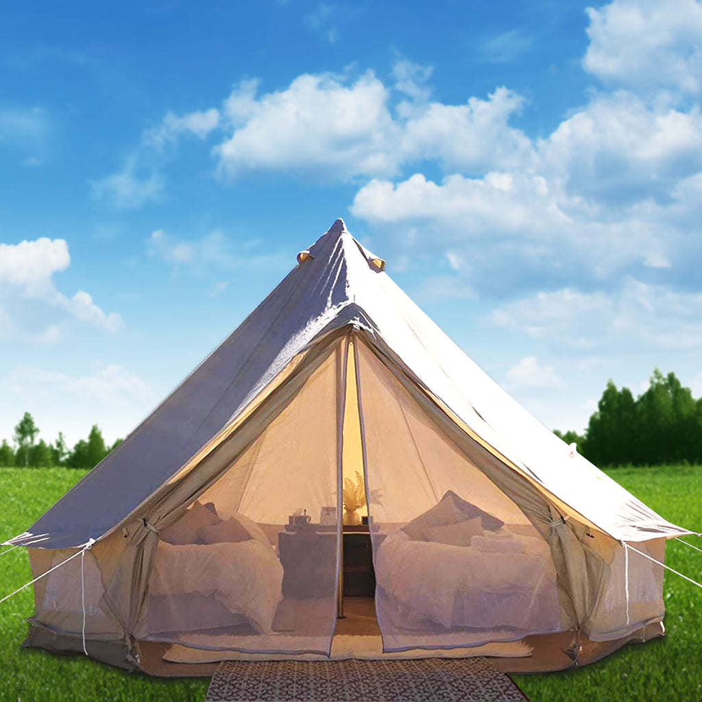 Canvas Bell Tent 16.4ft Cotton Canvas Tent with Wall Stove Jacket Waterproof Bell Tent D771089