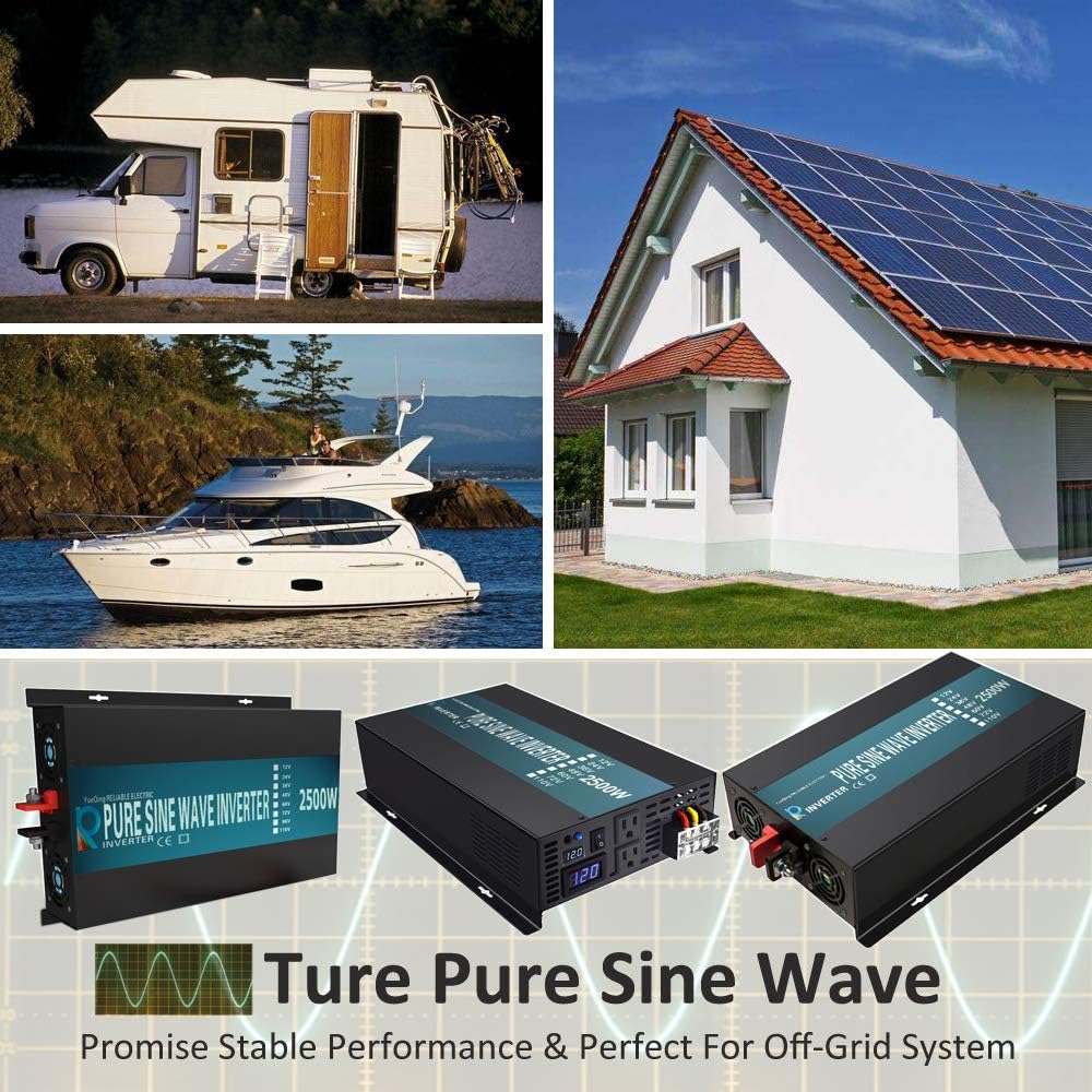 2500W Pure Sine Wave Power Inverter 24V DC to 120V AC H1271