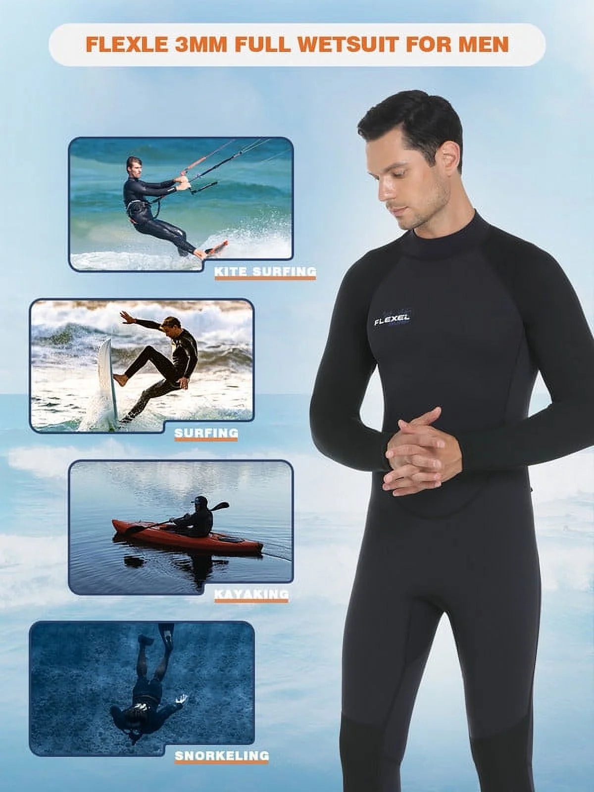 3mm Neoprene Back Zipper Full Wetsuit S11865