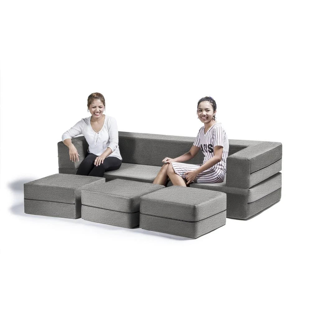 California King Convertible Sleeper Sofa and Ottomans Sand R8477
