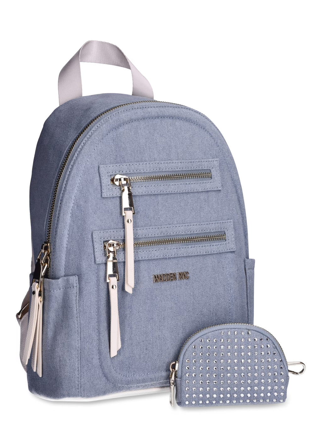 Denim Mini Backpack with Embellished Pouch Z448