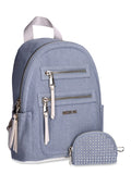 Denim Mini Backpack with Embellished Pouch Z448