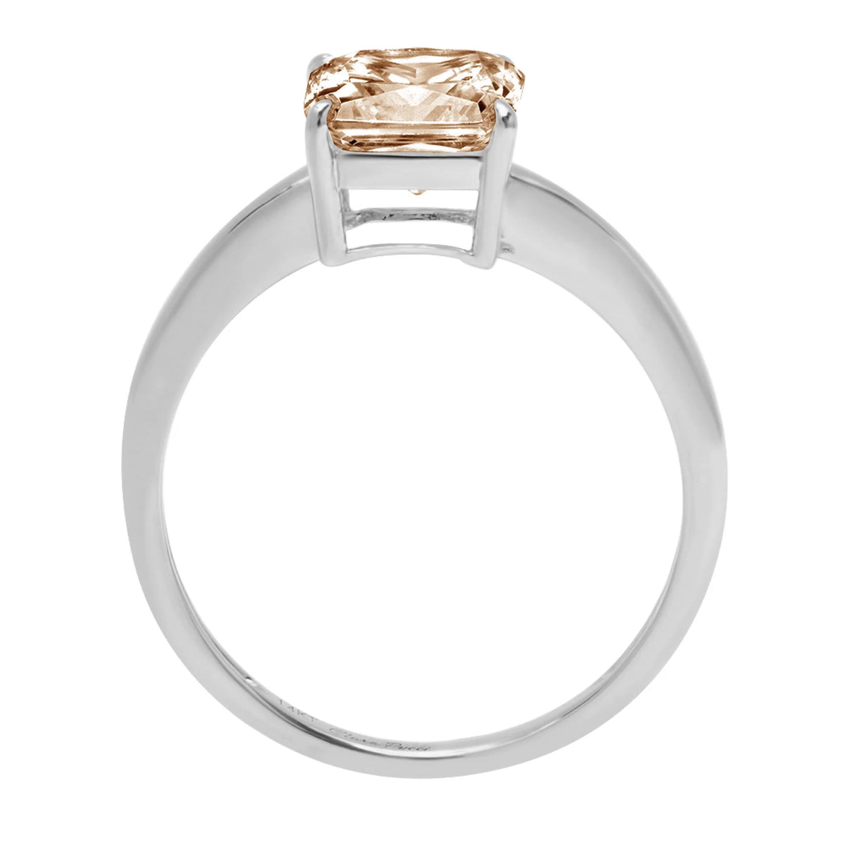 Asscher Cut Brown Champagne Simulated Diamond 18k White Gold Ring L33775