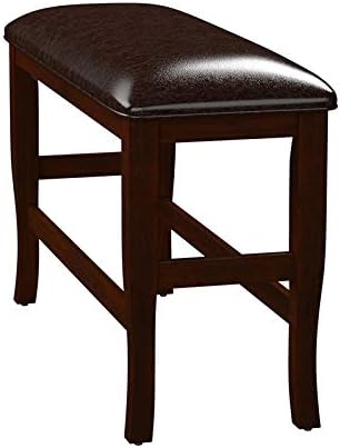 Espresso Faux Leather Counter Height Bench X7139