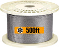 T316-Stainless Steel 1/8'' Aircraft Wire Rope for Cable Deck Railing Kit, Non-Magnetic Marine Grade (500ft) I375127