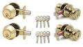 Polished Brass Deadbolt and Door Knob Set, Twin Pack S3961