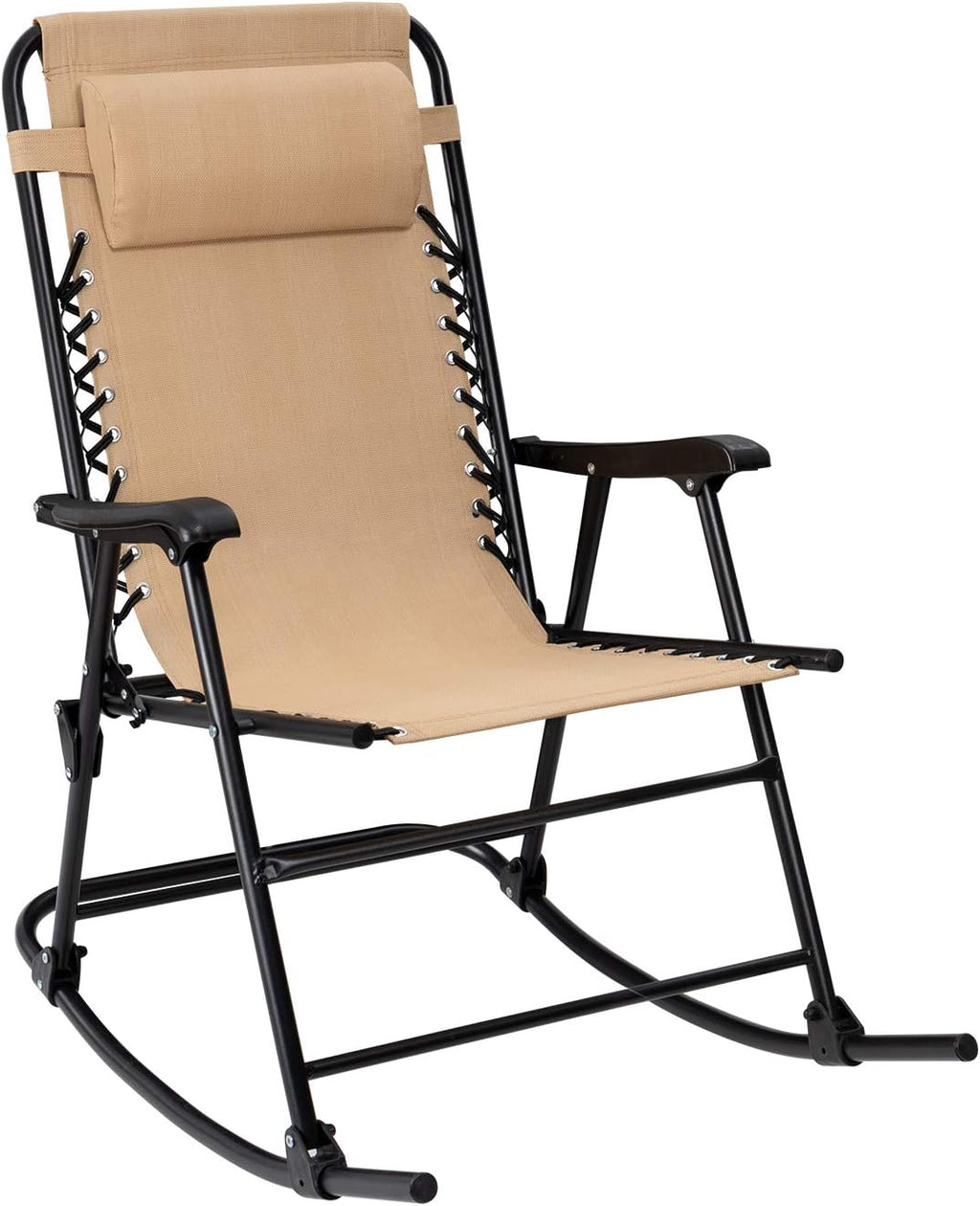 Beige Outdoor Folding Zero Gravity Rocking Chair U345440