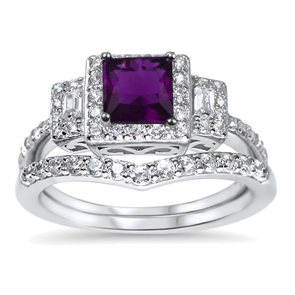Amethyst Purple CZ Ring Set Size 6 H91668