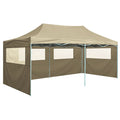 Folding Party Tent with 4 Sidewalls Steel Frame Canopy Shelter Cream 236.2 x 118.1 x 124 Inches O35992