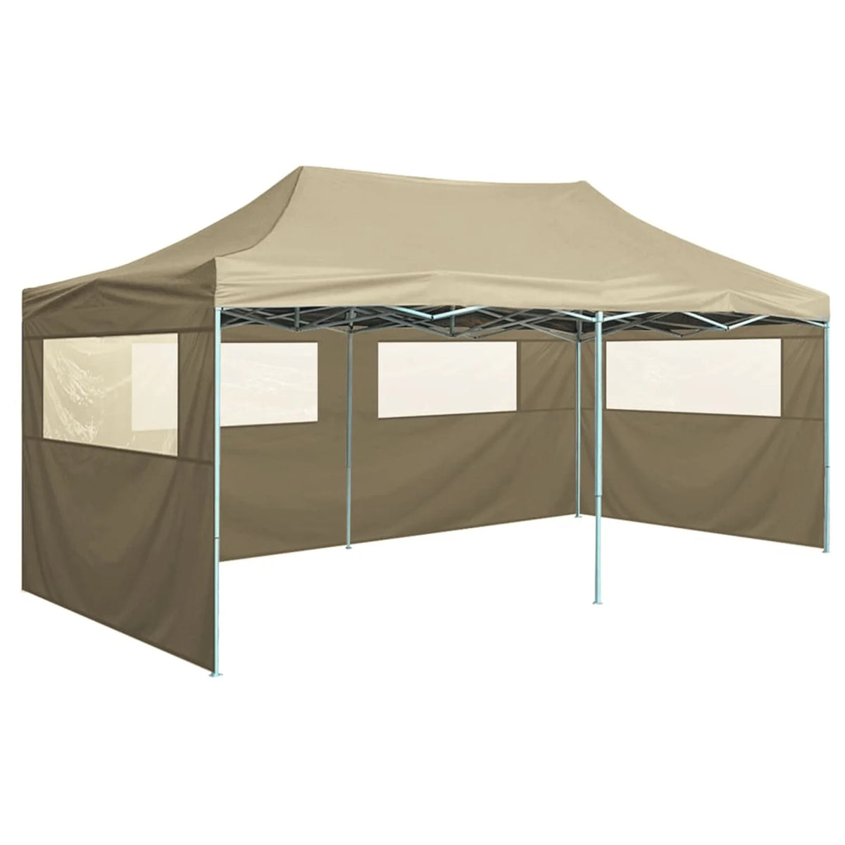 Folding Party Tent with 4 Sidewalls Steel Frame Canopy Shelter Cream 236.2 x 118.1 x 124 Inches O35992