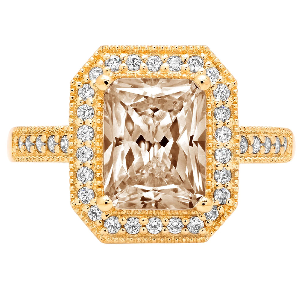 Champagne Simulated Diamond Halo Ring H8980