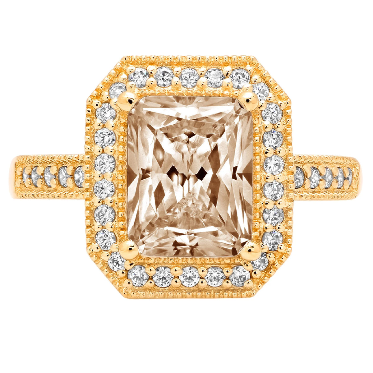 Champagne Simulated Diamond Halo Ring H8980
