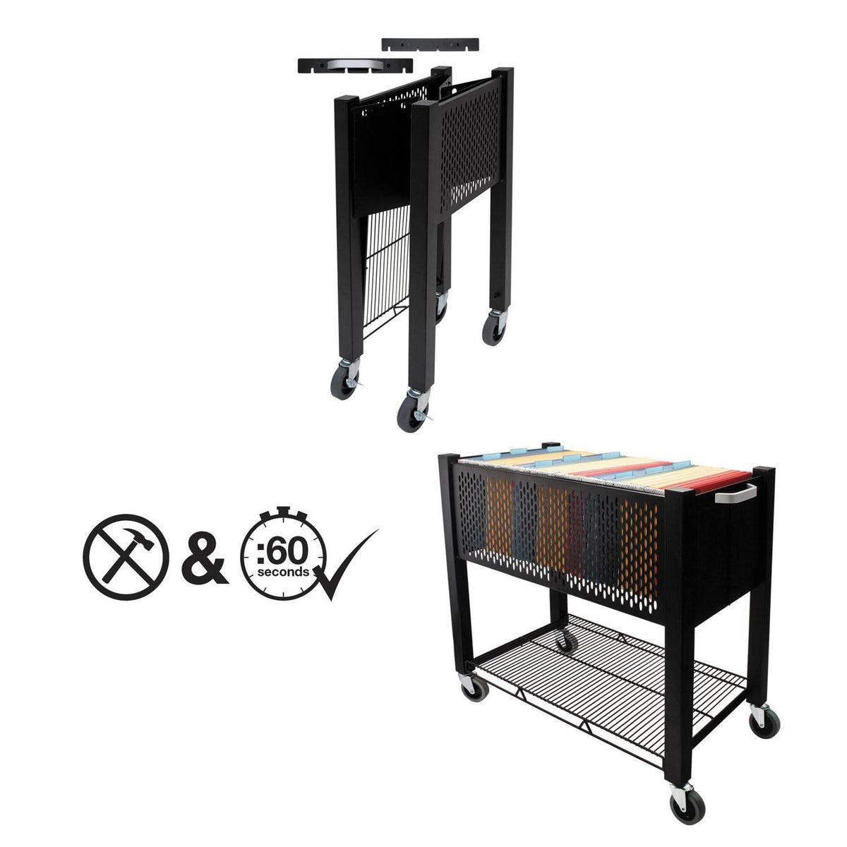 Black Open-Top File Cart P301