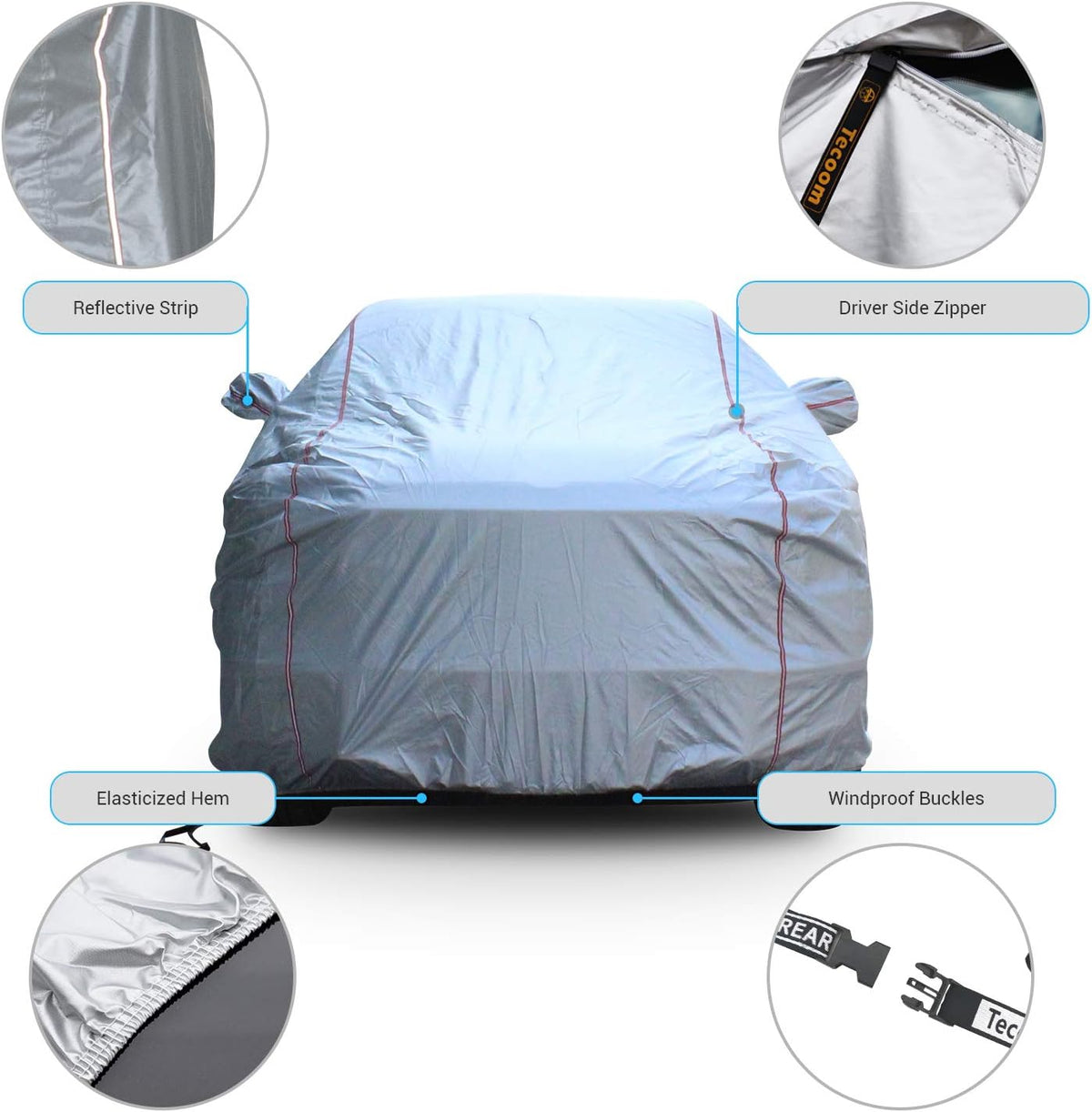 Hard Shell Truck Car Cover Waterproof UV-Proof Windproof Zipper Design with Straps Buckle Full Size Truck Length Up to 212" Pack of 2 K2678