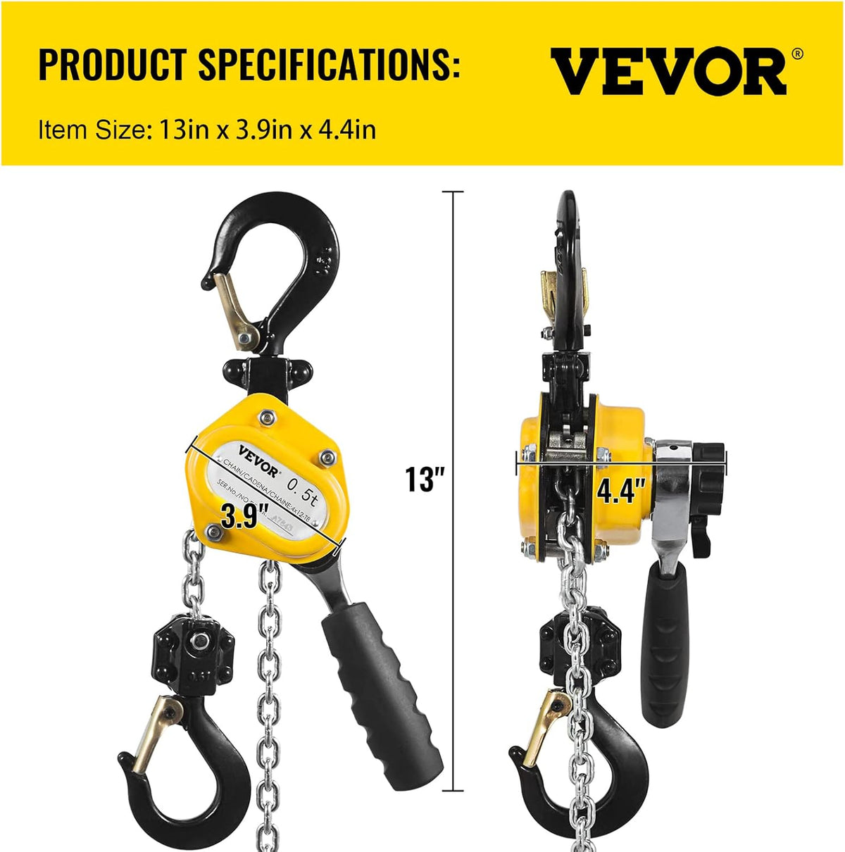 0.5T 10 Ft Alloy Steel G80 Chain Lever Hoist with Hook Pack of 2 G21980