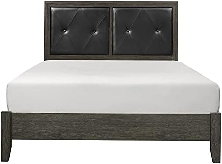 Contemporary Wood California King Bed in Dark Gray/Black H99891