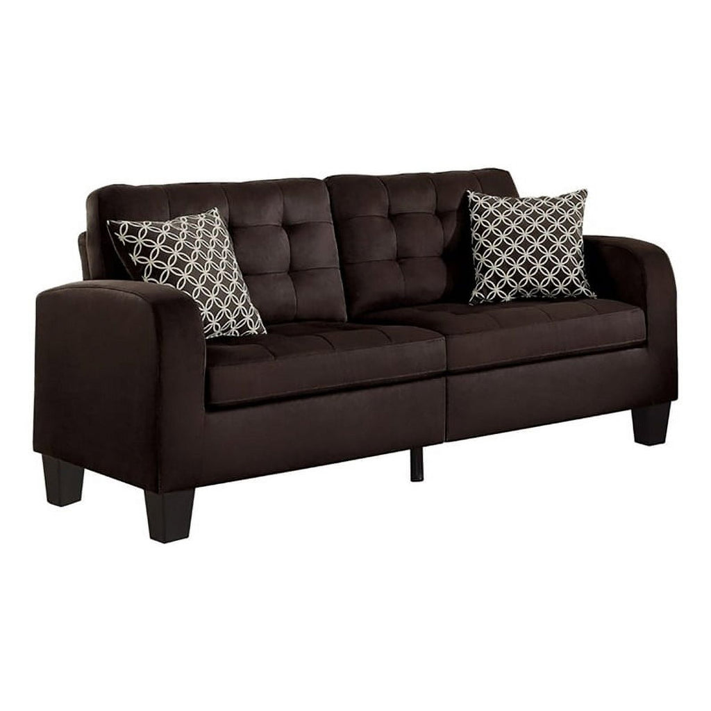 Chocolate Fabric Sofa with 2 Pillows A556031