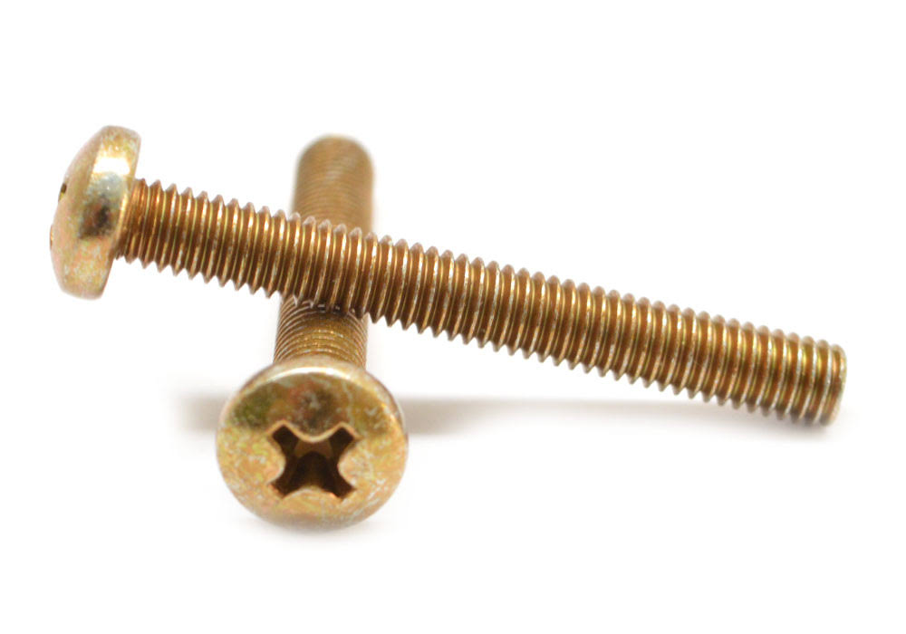 #6-32 x 1 1/2 Coarse Thread Machine Screw Phillips Pan Head Low Carbon Steel Yellow Zinc Plated C4180