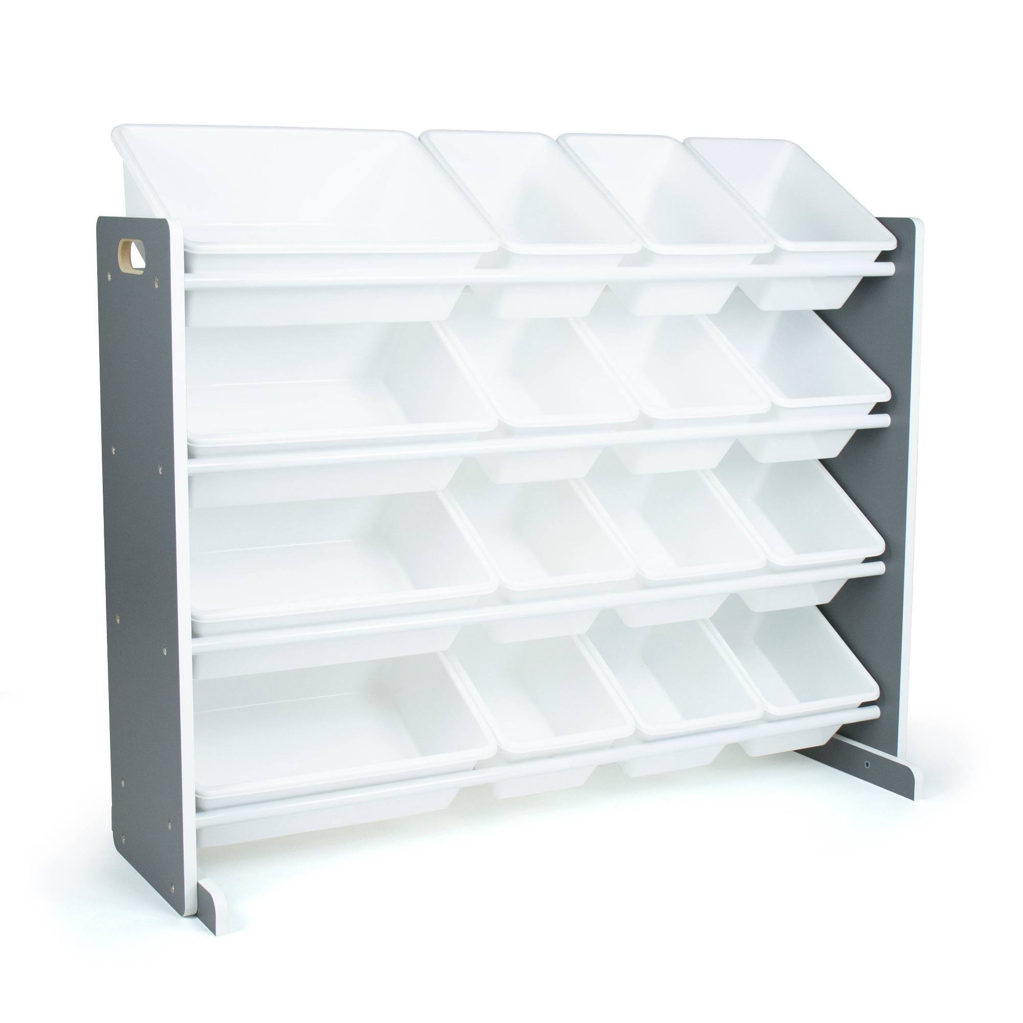 16 Storage Bins Toy Organizer, Grey/White R91889