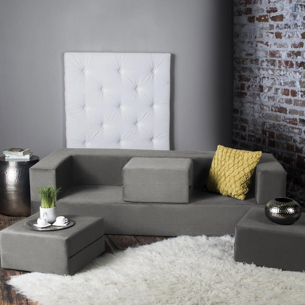 California King Convertible Sleeper Sofa and Ottomans Sand R8477