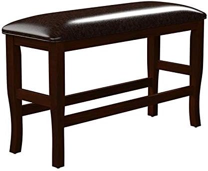 Espresso Faux Leather Counter Height Bench X7139