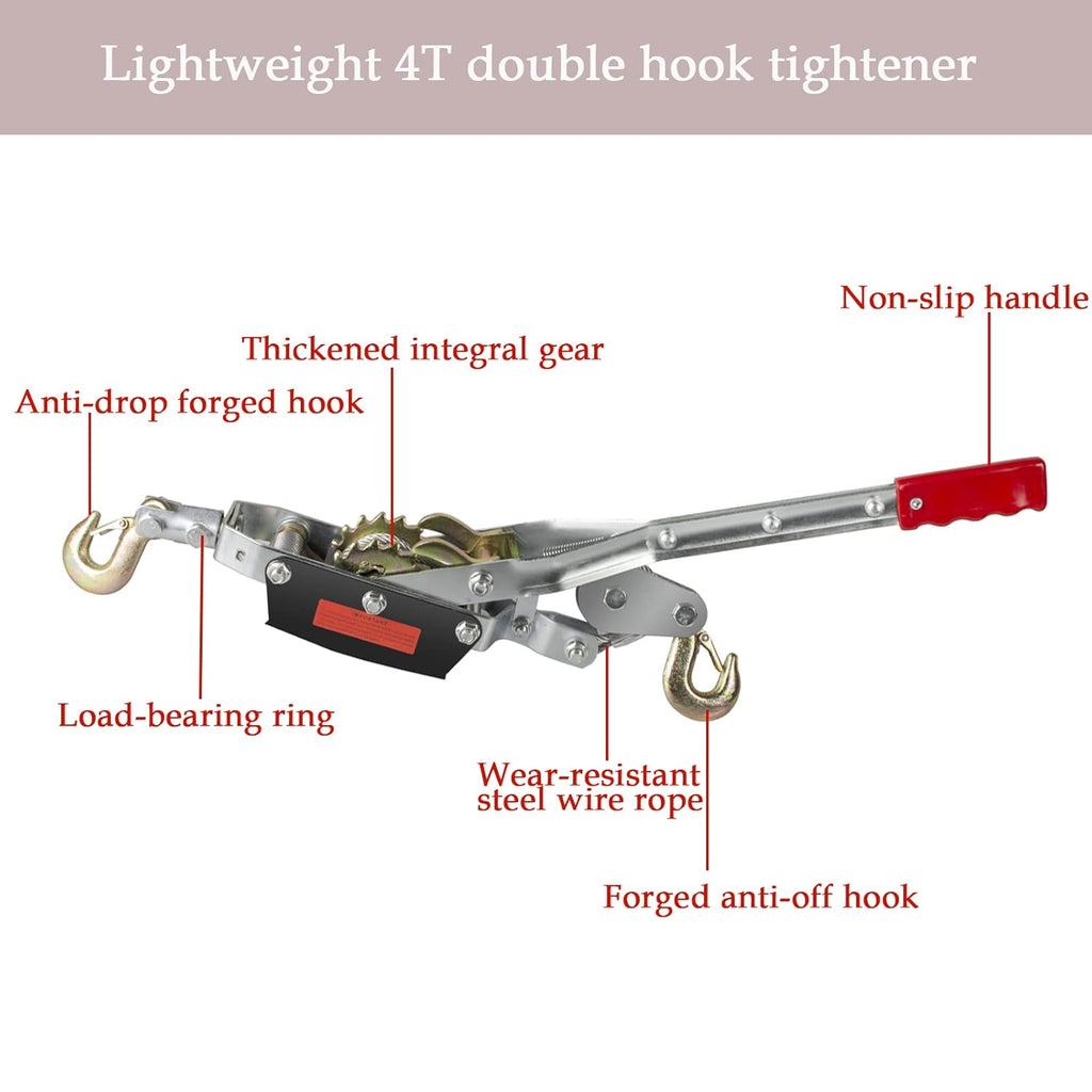 4 Ton 8000lb Dual Gear 2 Hooks Hand Power Winch Hoist Pack of 2 C9876