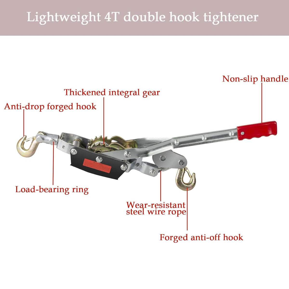 4 Ton 8000lb Dual Gear 2 Hooks Hand Power Winch Hoist Pack of 2 C9876
