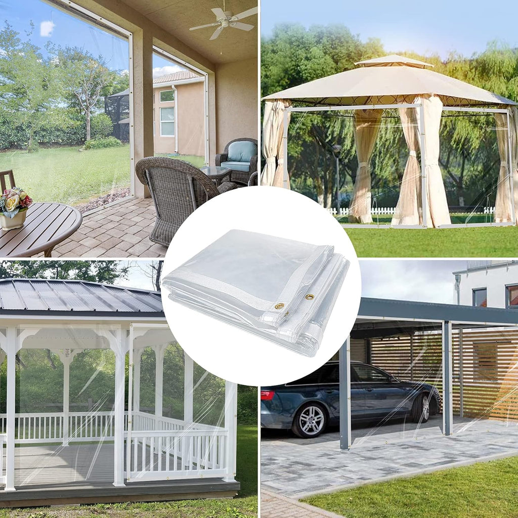 10 x 10FT Waterproof Transparent Vinyl Tarp with Grommets I300