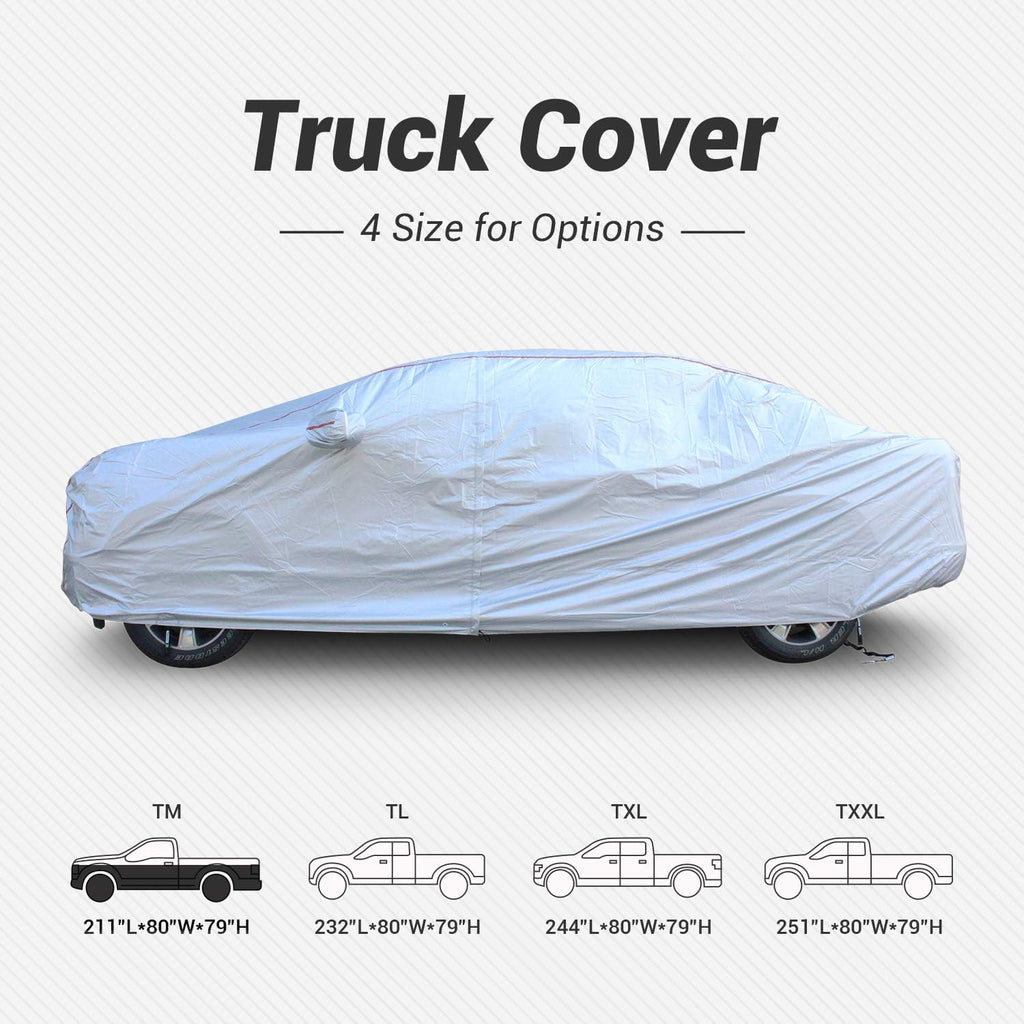 Hard Shell Truck Car Cover Waterproof UV-Proof Windproof Zipper Design with Straps Buckle Full Size Truck Length Up to 212" Pack of 2 K2678