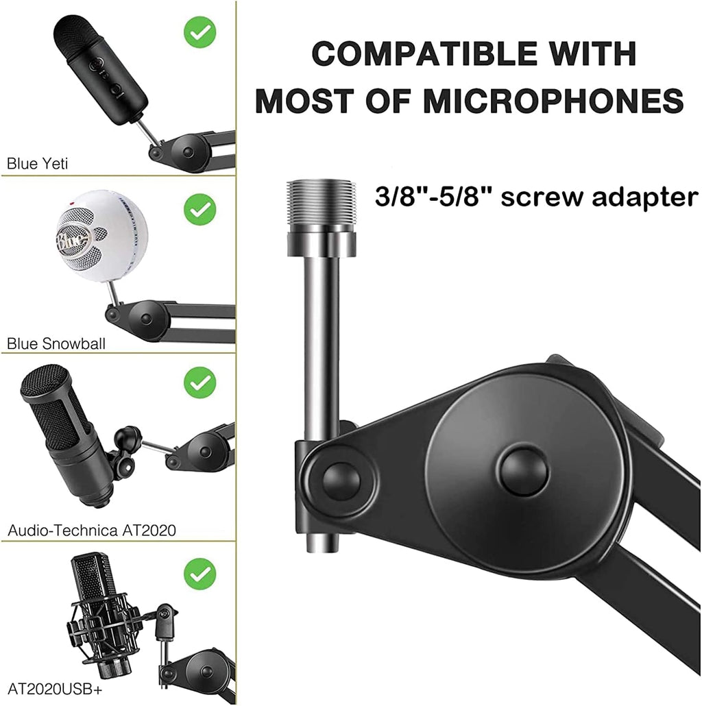 Mic Arm Stand Desk Adjustable Suspension Boom Scissor Arm, Heavy Duty, Pack of 2 Y8865