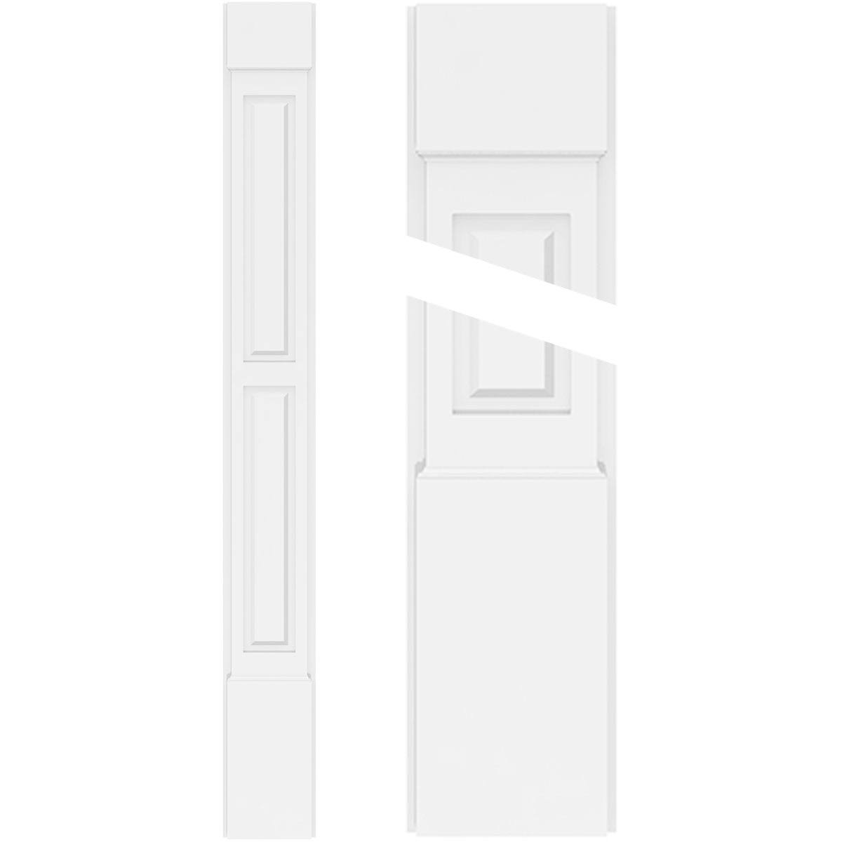 Two Equal Raised Panel PVC Pilaster with Capital and Base (Pair) C465600