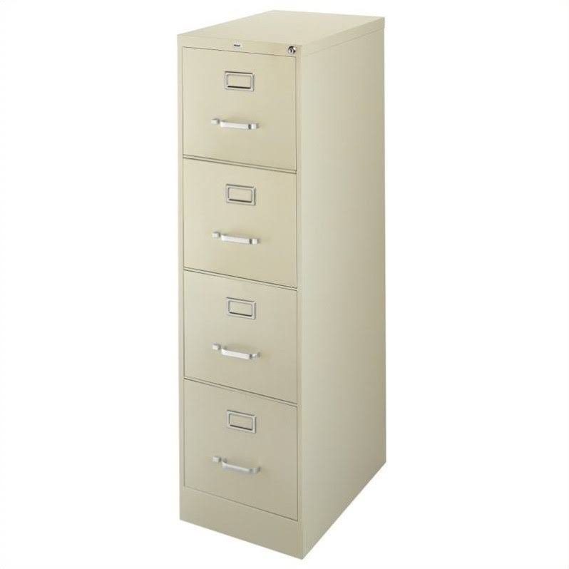 2 Piece 4 Drawer 3 Drawer Filing Cabinet in Putty and Charcoal D5713