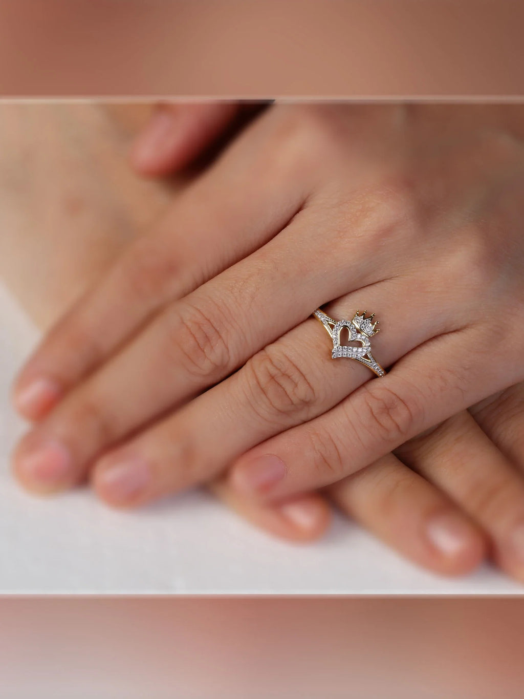 10K Yellow Gold Diamond Heart Ring J431