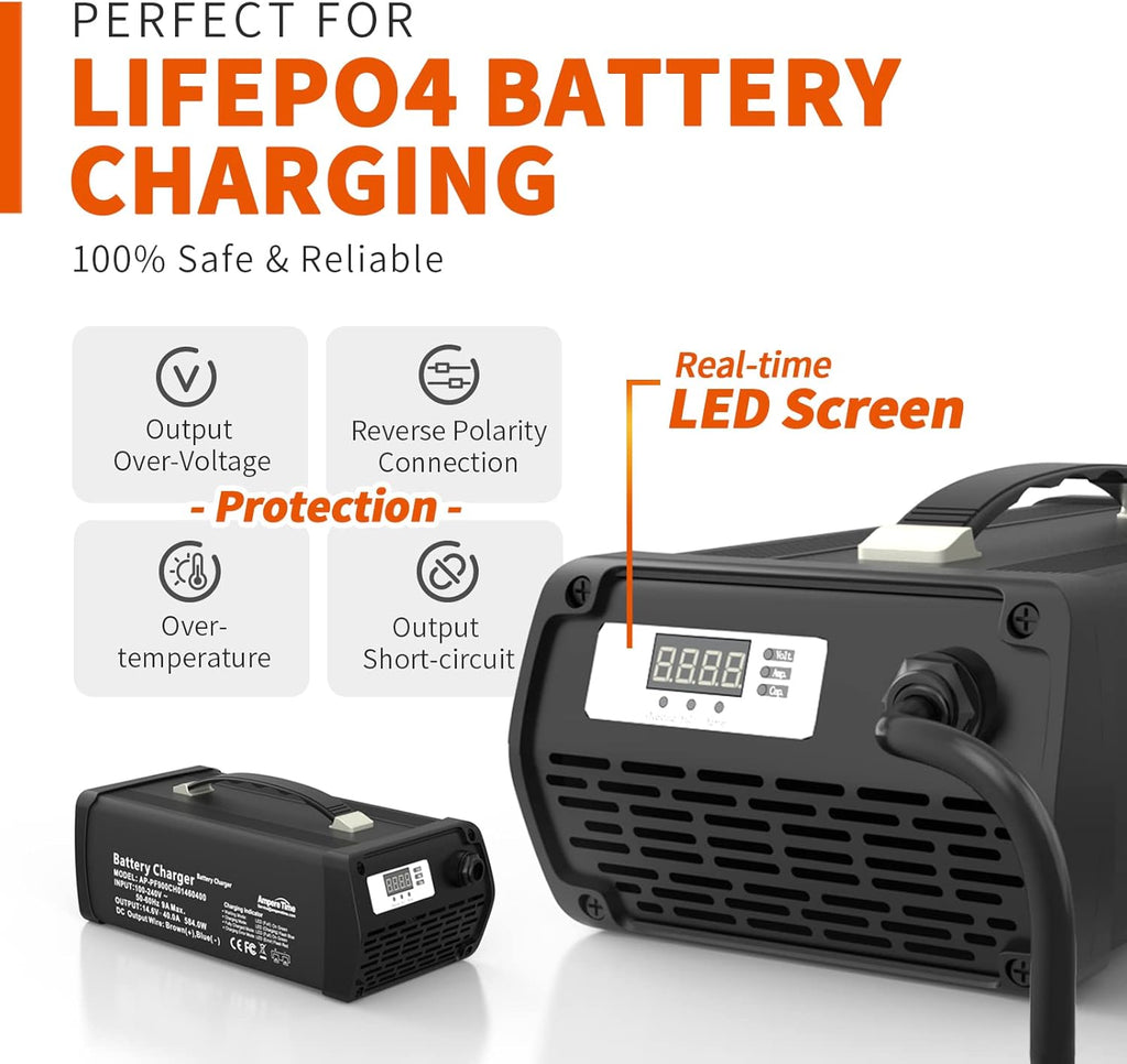 12V 400Ah LiFePO4 Battery with 250A BMS and 14.6V 40A Charger J7218