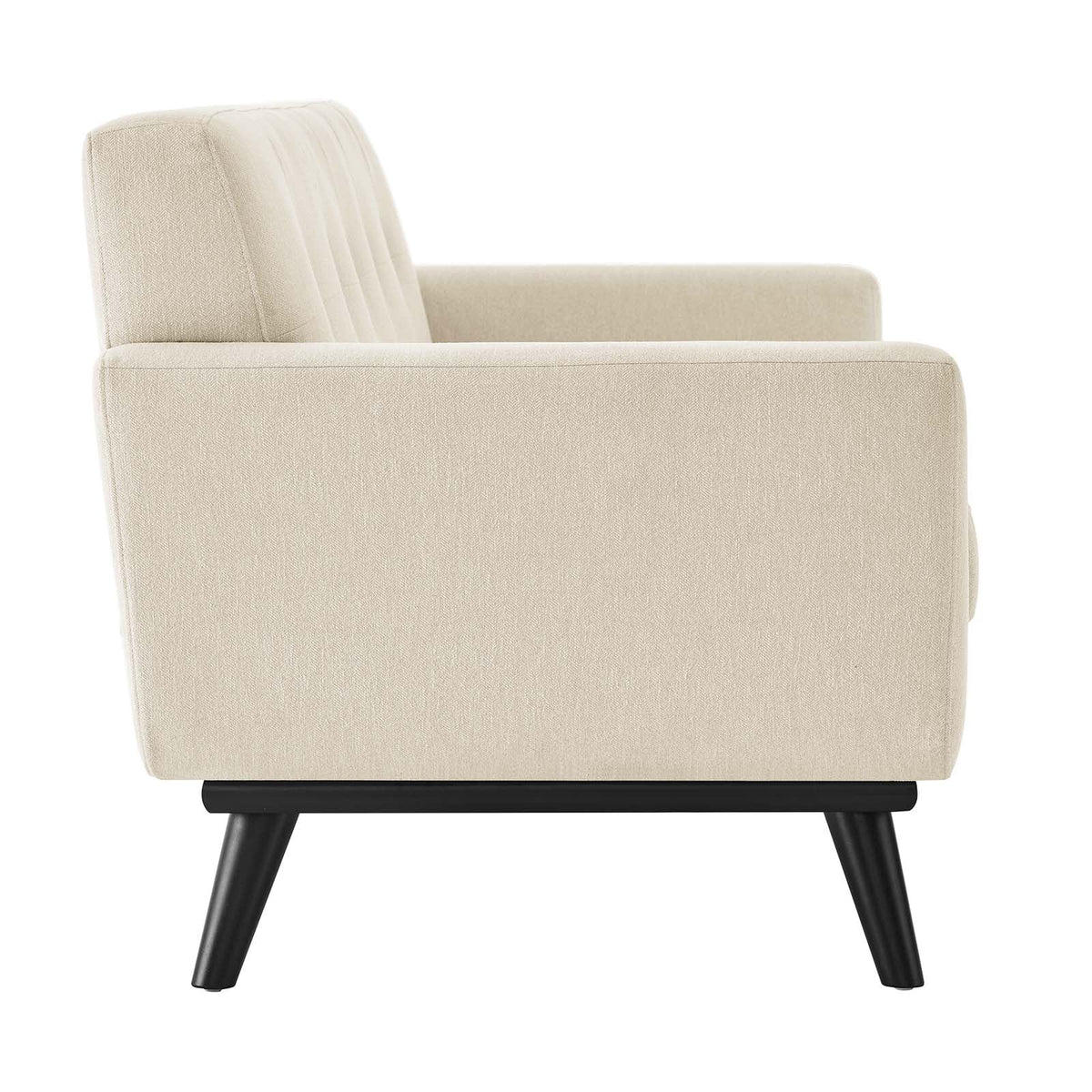Brown Herringbone Fabric Loveseat E962621