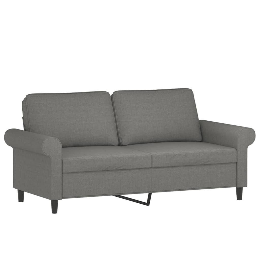 Dark Gray 2-Seater Fabric Sofa with Pillows and Cushions W111365