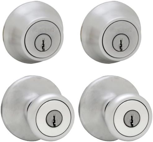 Entry Knob and Single Cylinder Deadbolt Project Pack in Satin Chrome Pack of 2 J4794