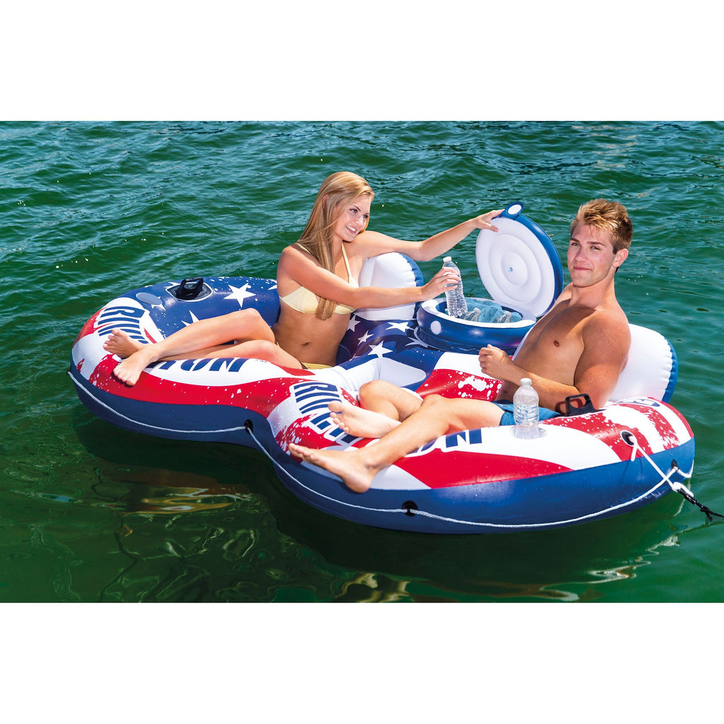 American Flag 2 Person Pool Tube with Cooler M550