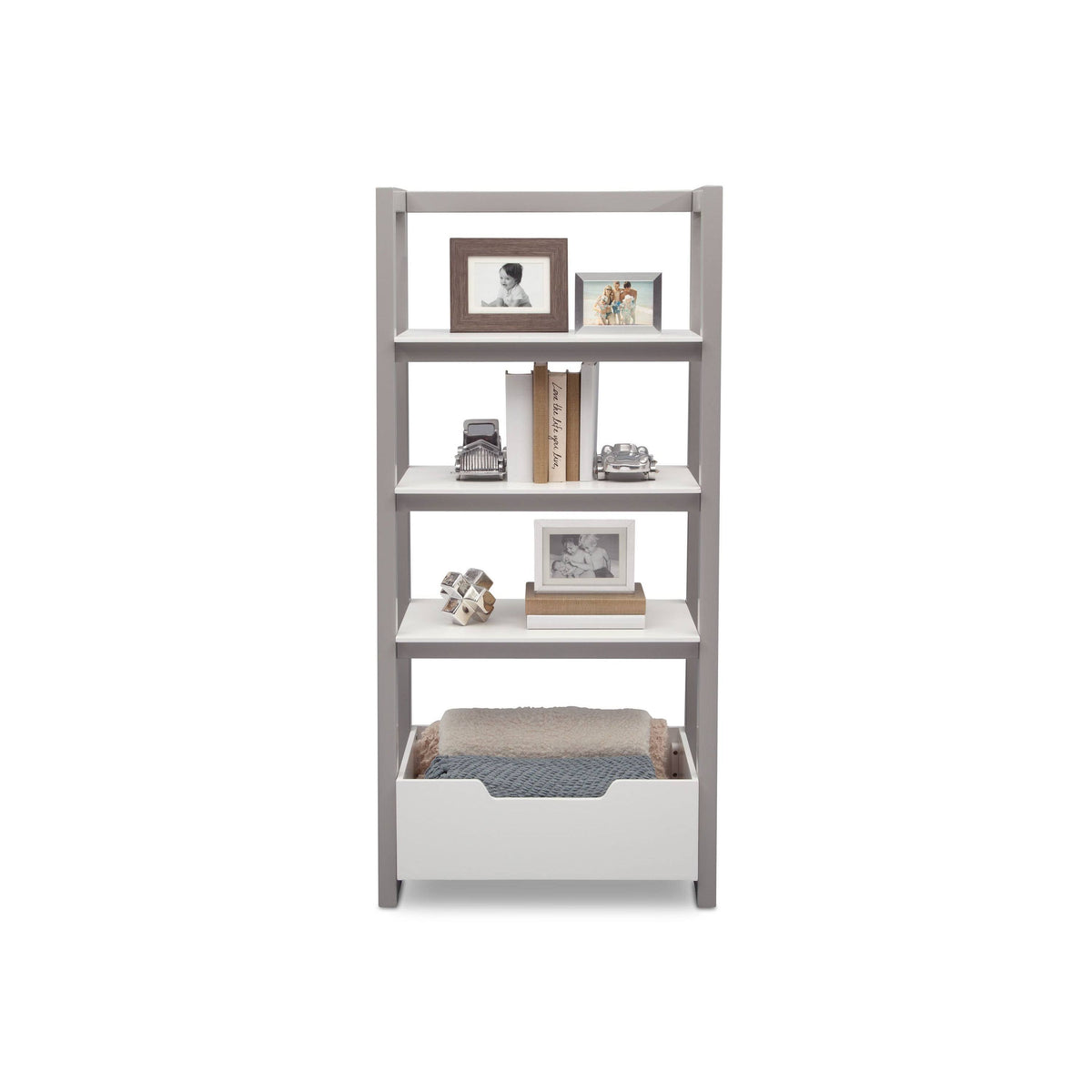 White Grey Ladder Shelf R8929
