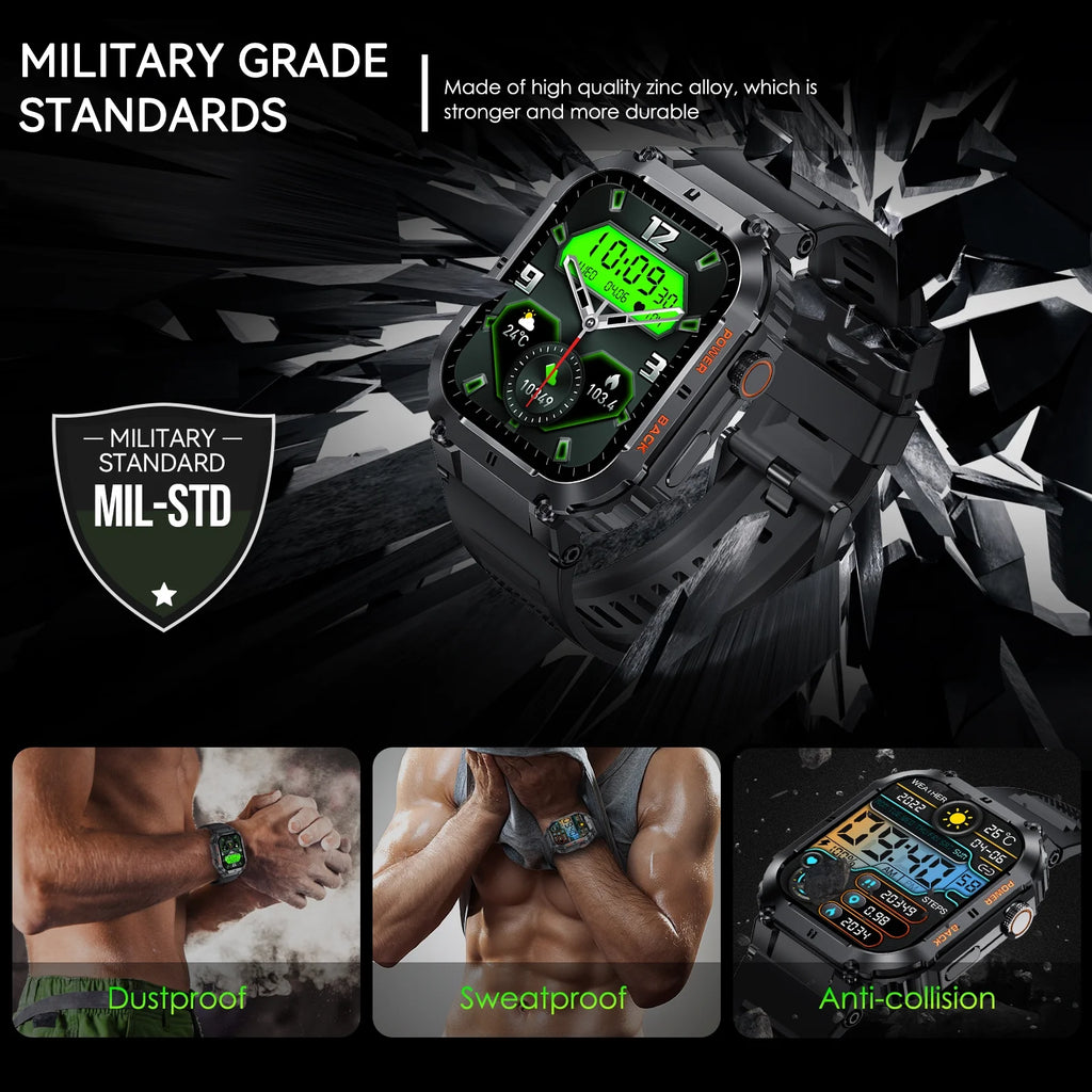 Rugged Tactical Smart Watch with 1.96'' HD Outdoor Fitness Tracker F533106