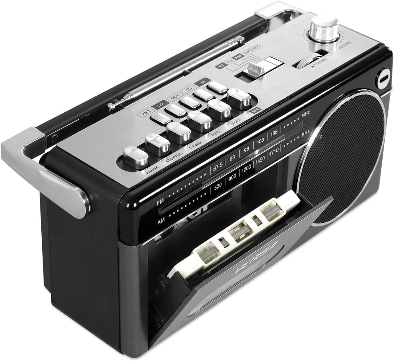 Grey Bluetooth Boombox with Cassette Player, Recorder and AM/FM Radio, Pack of 2 J587295